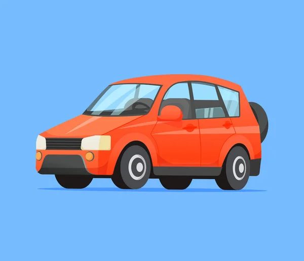 Mașină roșie de familie ilustrație izolată. Călătoriți cu imprimarea mașinii. Vector stil plat. Pictogramă izolată auto roșie . — Vector de stoc