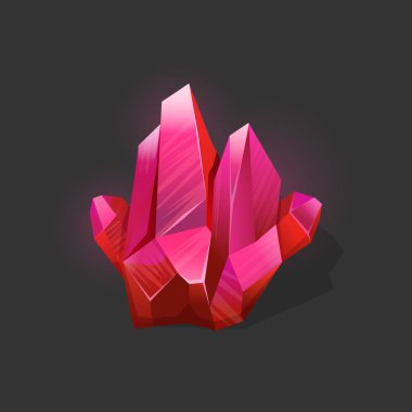 Kırmızı parlak kristal simge oyun için. Ruby on Rails parlak kristal. Kristal taş ya da mücevher. Değerli taş. Sihirli kristal vektör simgesi. Oyunun Ödülü ve zenginlik simgesi, takı ve para