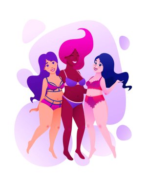 Vücut pozitif. Seksi iç çamaşırı Mutlu artı boyutu kızlar. 