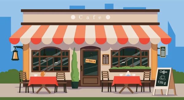 Café de rue. Café à l'ancienne à la française. — Image vectorielle