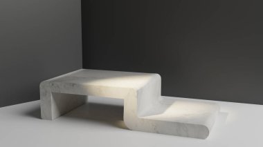 3D basit modern mermer stüdyo standı sunum ürünü sergisi için