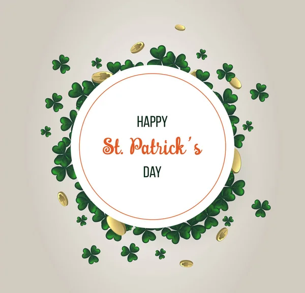 Saint Patricks Day Card med Treasure av Leprechaun, klöver — Stock vektor