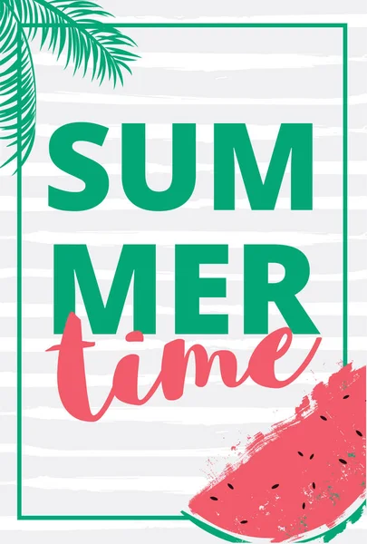 Watermelon slice with text lettering Hello Summer. — Stock Vector