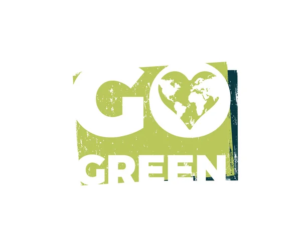 Modern Go Green Environment Label Logo Illustration — Stock Vector