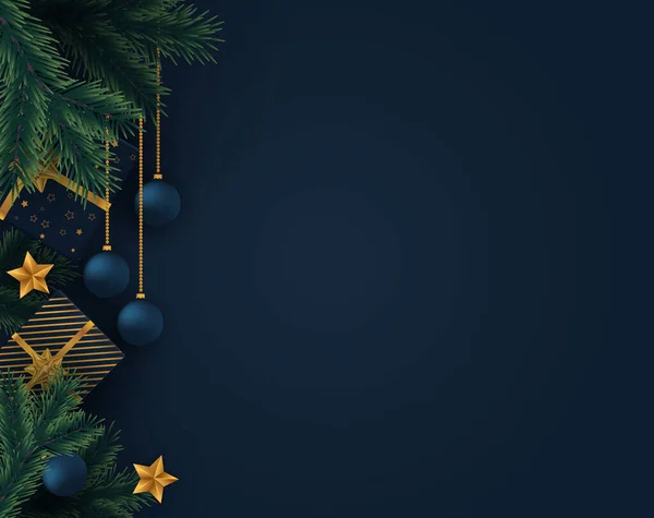 Fundo de Natal com presentes de Natal e ramos de abeto . — Vetor de Stock