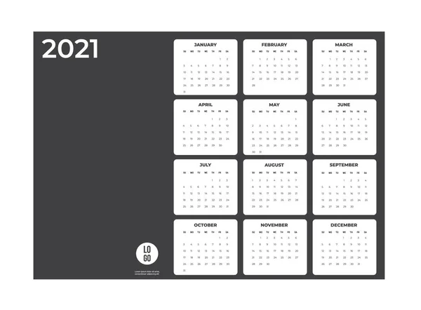 2020 Kalender - illustration. Mall. Förlöjliga — Stock vektor