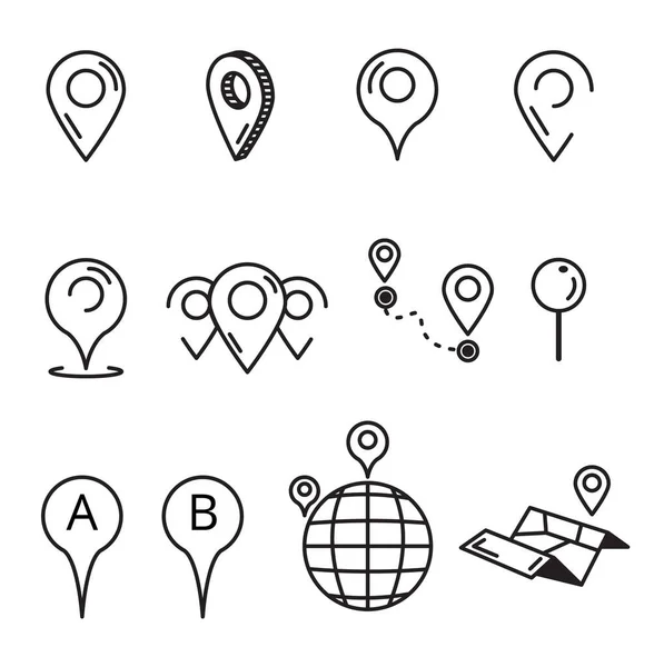Conjunto de ícones de linha de navegação e mapa. Elementos vetoriais —  Vetores de Stock