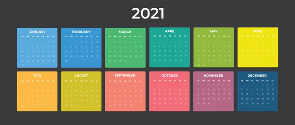 2020 Kalender - illustration. Mall. Modellveckan börjar söndag. — Stock vektor