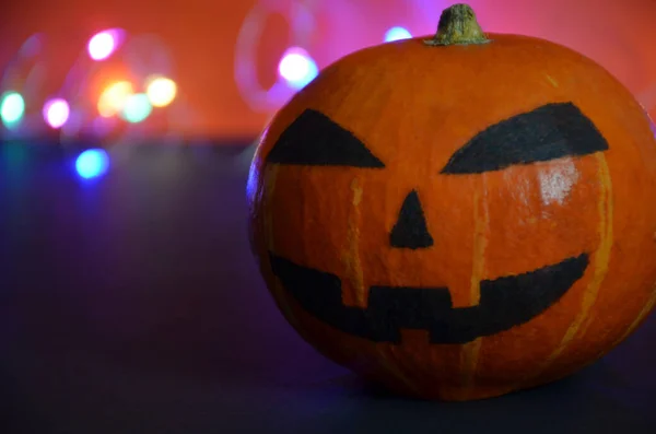 Calabaza Halloween Fondo Las Luces — Foto de Stock