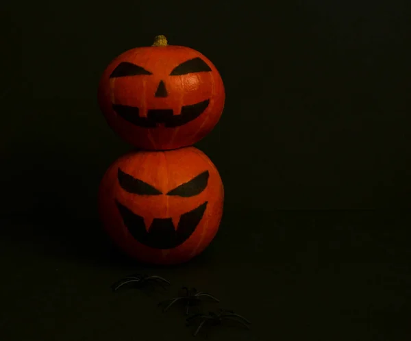 Halloween Pumpa Svart Bakgrund — Stockfoto