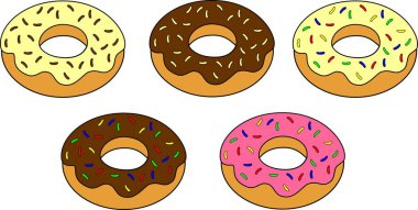 Özeti çizilmiş çeşitli çörekler.