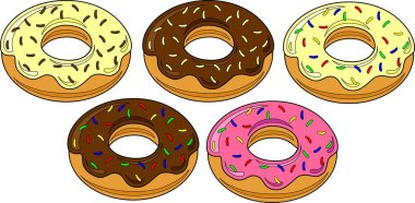 Kalın hatlı donut karikatürü.