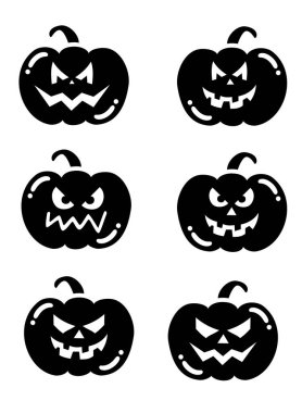 Cadılar Bayramı için balkabakları siyah siluet şeker ya da şaka