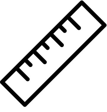 Beyaz arkaplanda cetvel simgesi izole edildi, vektör illüstrasyonu