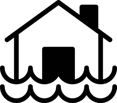 ev düz simgesi, vektör illüstrasyonu