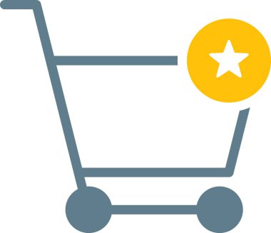 Alışveriş arabasının vektör çizimi, yıldız simgesi 