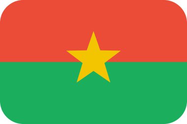 Burkina Faso düz simgesi bayrağı, vektör illüstrasyonu
