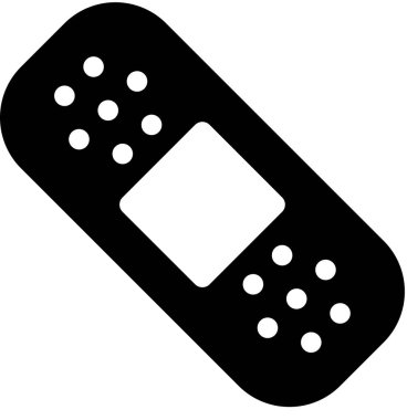 Beyaz arkaplanda izole edilmiş bandaj simgesi, vektör illüstrasyonu