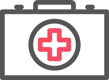 Tıbbi bavul simgesi beyaz arkaplanda izole edildi, vektör illüstrasyonu