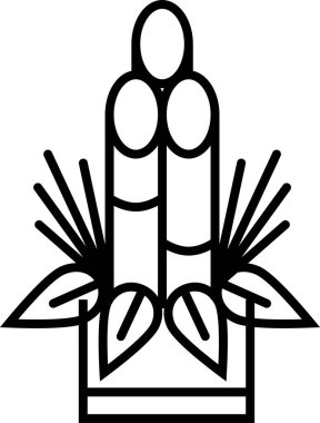 Beyaz arkaplanda izole edilmiş ay kadomatsu simgesi, vektör illüstrasyonu