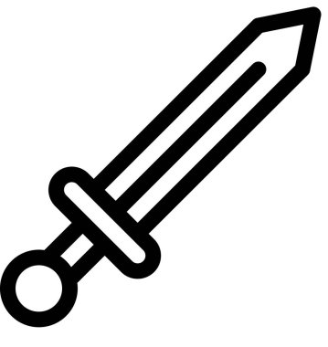 Kılıç simgesi beyaz arkaplanda izole edildi, vektör illüstrasyonu