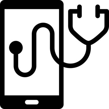  steteskop ve akıllı telefon düz simgesi, vektör, illüstrasyon 