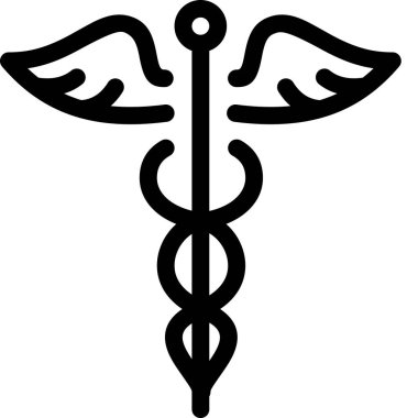 beyaz arkaplanda izole caduceus simgesi, vektör illüstrasyonu