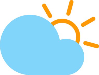 beyaz arkaplanda izole gün bulut simgesi, vektör illüstrasyonu 
