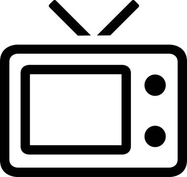 Beyaz arkaplanda izole edilmiş TV simgesi, vektör illüstrasyonu