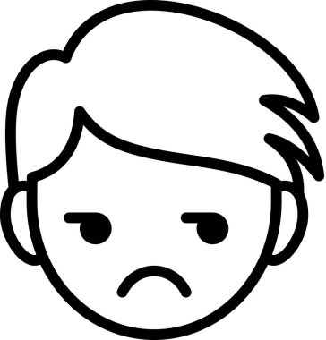 eğlendirilmemiş yüz beyaz arkaplanda izole edilmiş, vektör illüstrasyonu