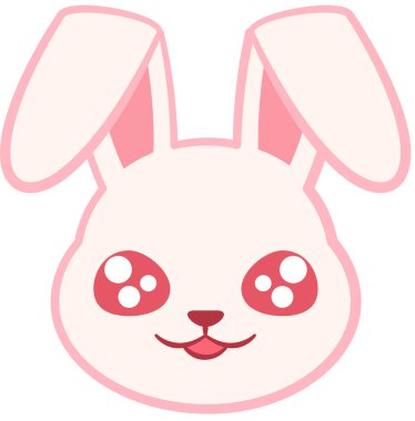 Sevimli tavşan ifadesi, minimalist vektör çizimi