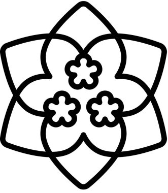 Çiçek süslemesinin basit vektör illüstrasyonu, çiçek açan bitki sanatı