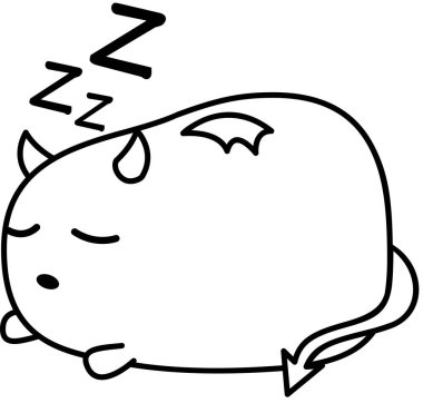 Uyuyan yüz ifadesi şişman çizgi film karakteri, vektör illüstrasyonu