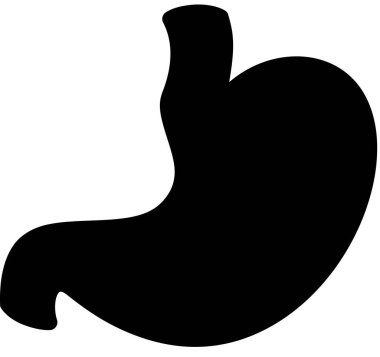 Beyaz arkaplanda mide simgesi izole edildi, vektör illüstrasyonu