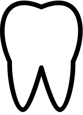 Beyaz arkaplanda izole edilmiş diş simgesi, vektör illüstrasyonu