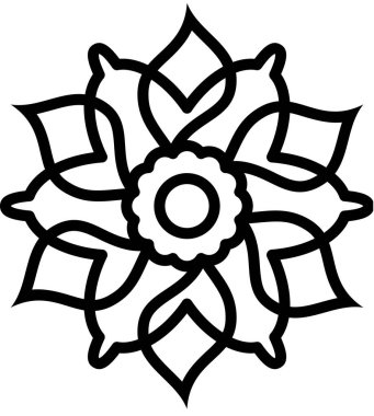 Çiçek süslemesinin basit vektör illüstrasyonu, çiçek açan bitki sanatı