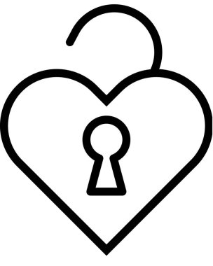 Sevgililer günü kalp simgesi, minimalist vektör illüstrasyonu