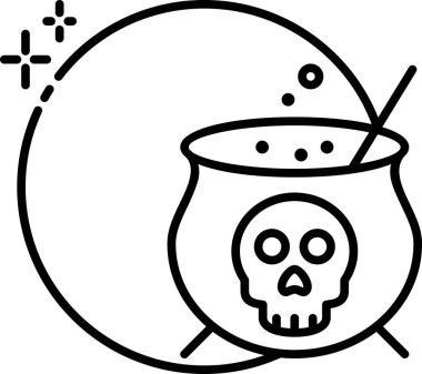 Cadılar Bayramı Kazanı simgesi, vektör illüstrasyonu