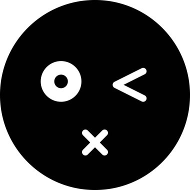 dudak simgesi, göz kırpan yüz avatarı, ifade ruh hali, minimalist vektör çizimi