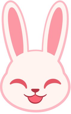 Tavşan gülümseyen ikon, vektör illüstrasyonu