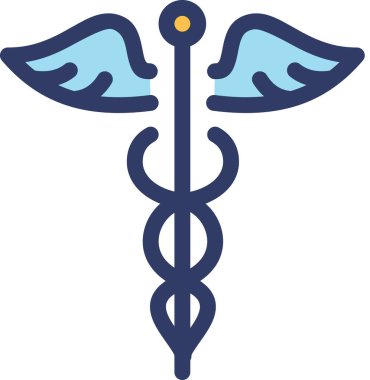 beyaz arkaplanda izole caduceus simgesi, vektör illüstrasyonu