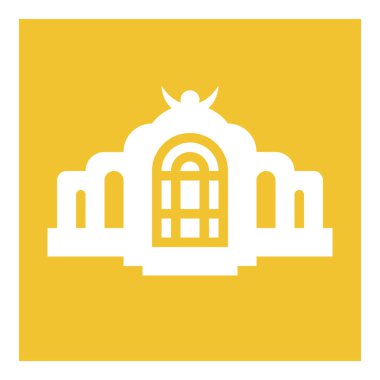 bina simgesi beyaz arkaplanda izole edildi, vektör illüstrasyonu