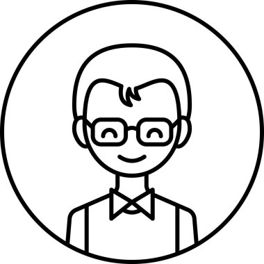 Erkek yüzü, çocuk avatar konsepti, insanlar gülümseme ikonu, minimalist vektör illüstrasyonu