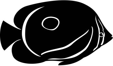 Güneş tutulması kelebek balığı yassı ikonu, vektör illüstrasyonu