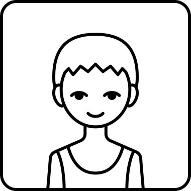 Erkek yüzü, çocuk avatar konsepti, insanlar gülümseme ikonu, minimalist vektör illüstrasyonu
