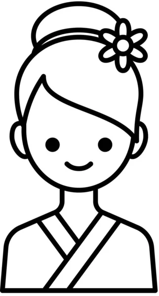 Ikona Dívka Avatar Vektorová Ilustrace Profilu — Stockový vektor