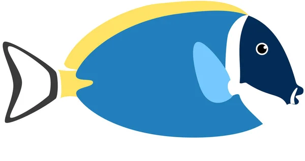 Puder Blau Tang Fisch Symbol Vektorillustration — Stockvektor