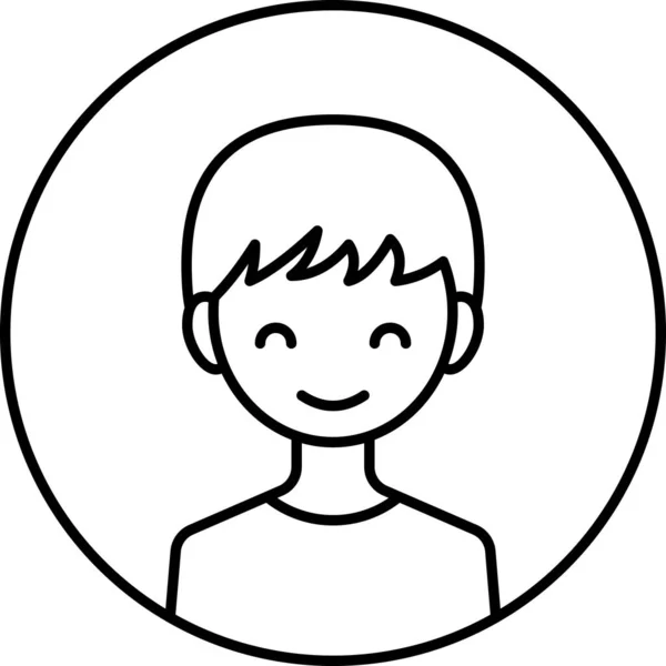 Человеческое Лицо Мальчишеская Аватарка Значок Улыбки Минималистская Векторная Иллюстрация — стоковый вектор