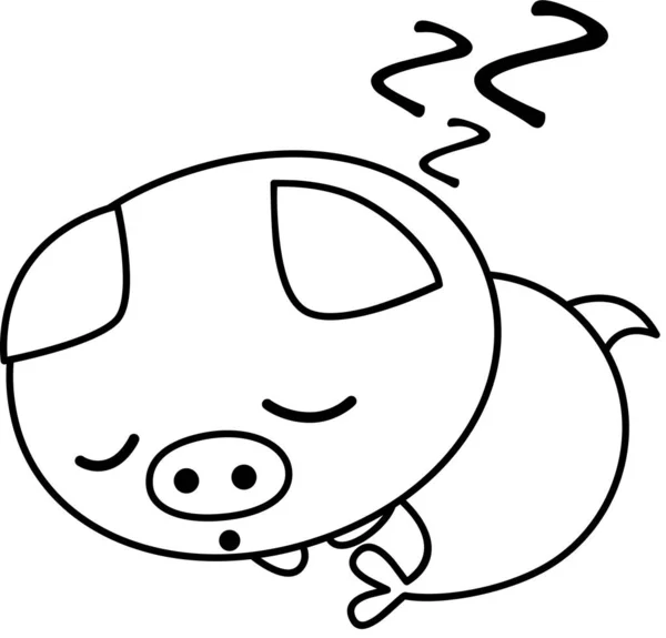 Sleeping Pig Face Expression Vector Illustration — Stock Vector