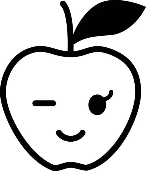 Pomme Expression Visage Emoticon Vecteur Heureux Visage Avatar — Image vectorielle